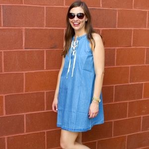 NWT Loft Chambray Lace-Up Dress